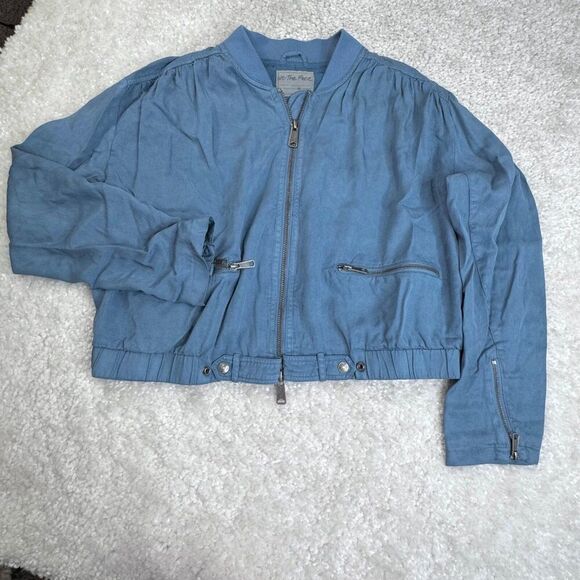 We The Free People Knockout Siren Bomber Jacket Blue - Picture 3 of 13